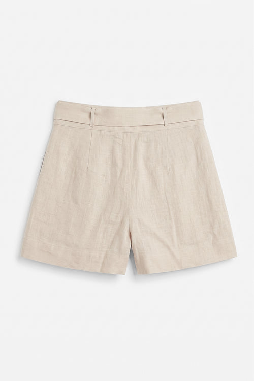100% Linen Belted Mini Shorts