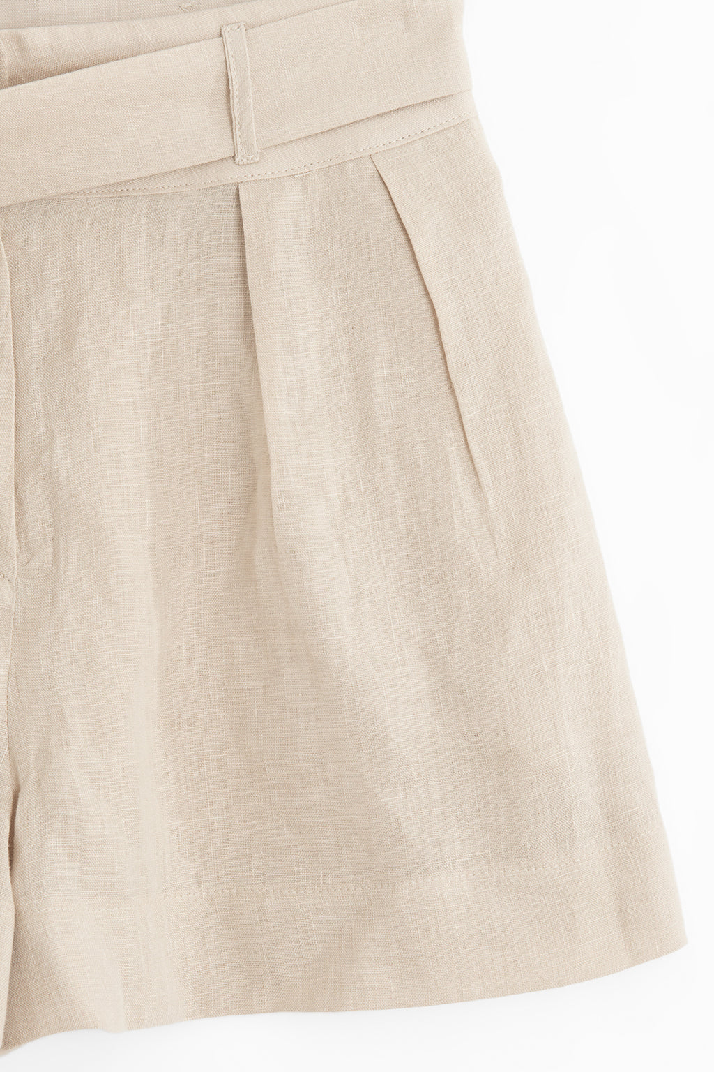 100% Linen Belted Mini Shorts