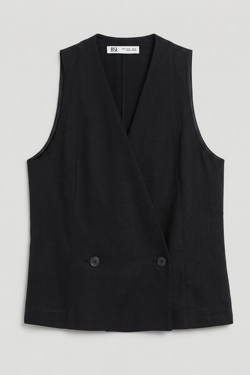 100% Linen Double-Breasted Vest