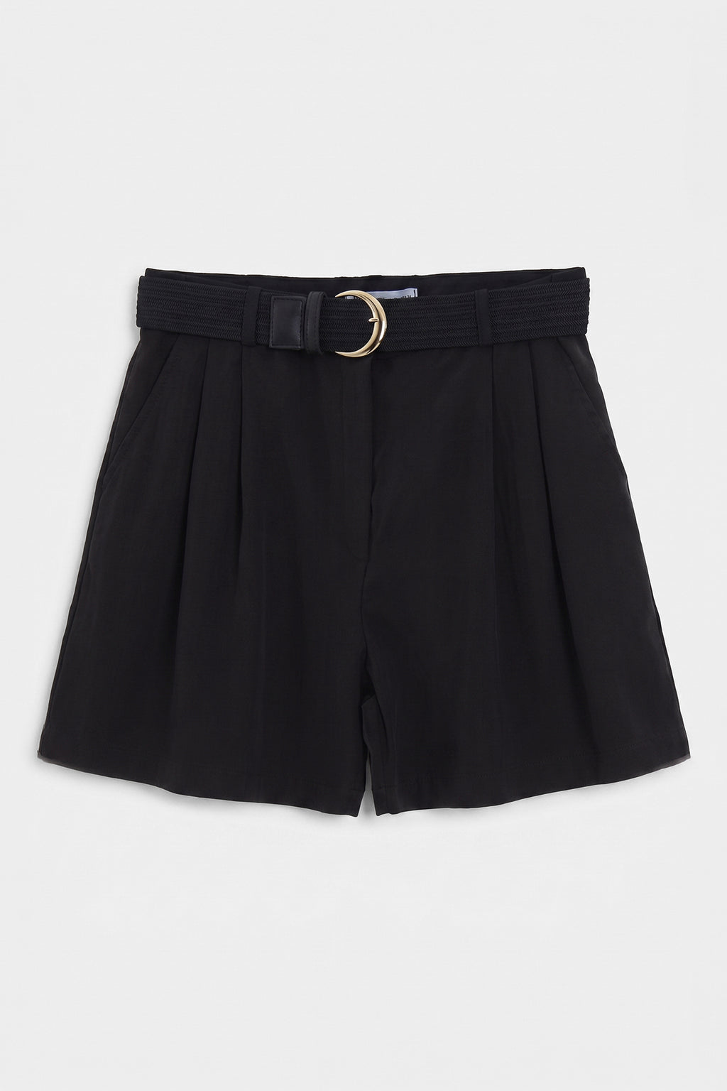 Belted Linen Bermuda Shorts