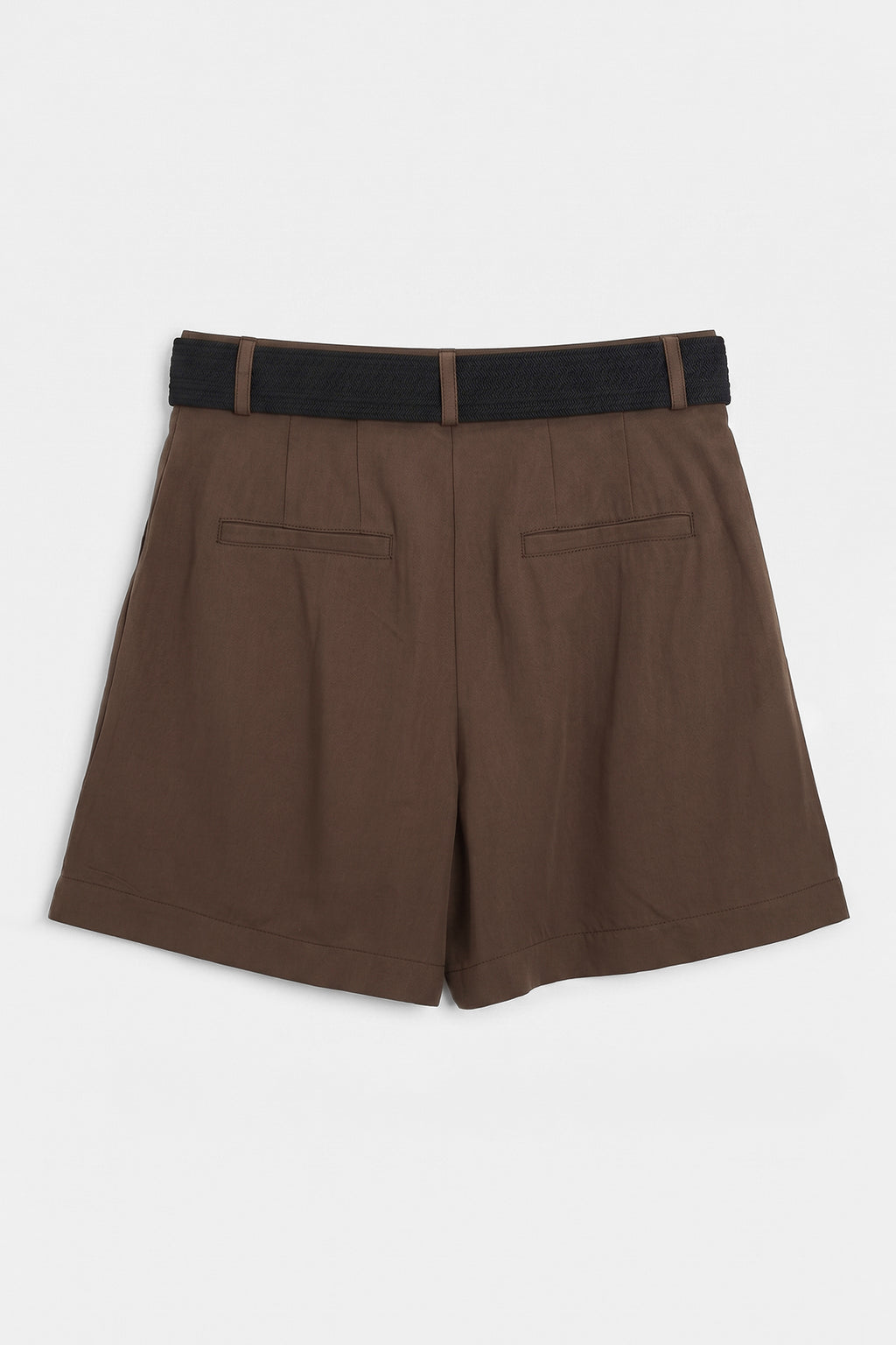 Belted Linen Bermuda Shorts