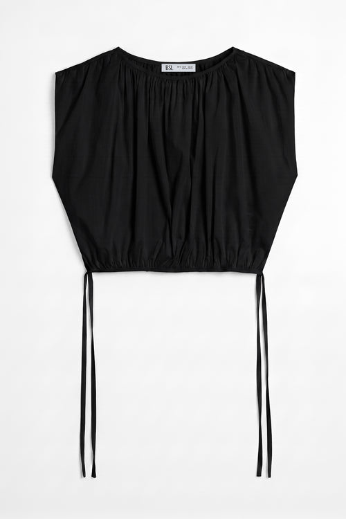 Ruched Crop Balloon Blouse