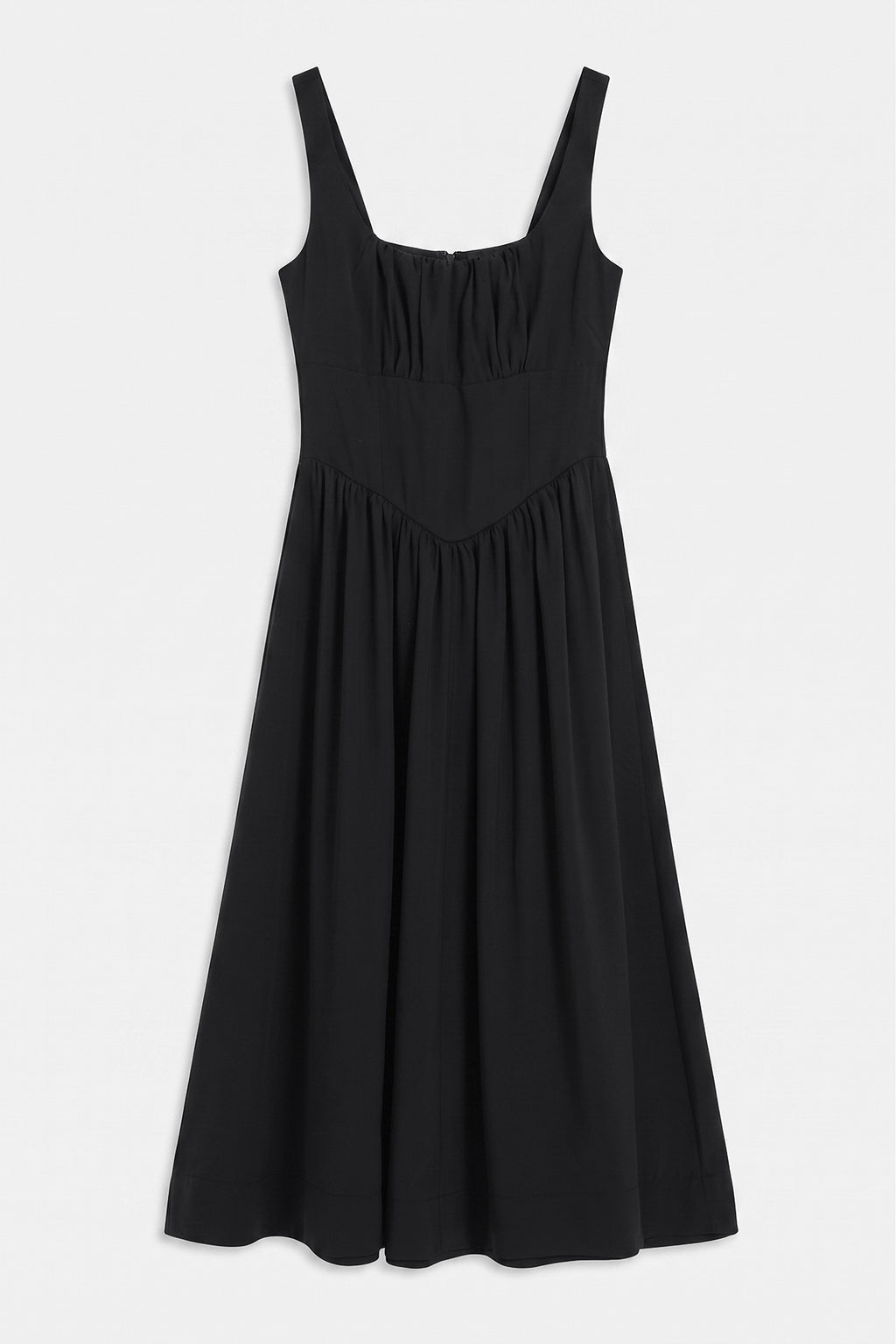 Corseted Ruffled Midi Dress