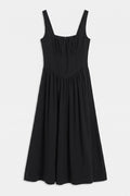 Corseted Ruffled Midi Dress