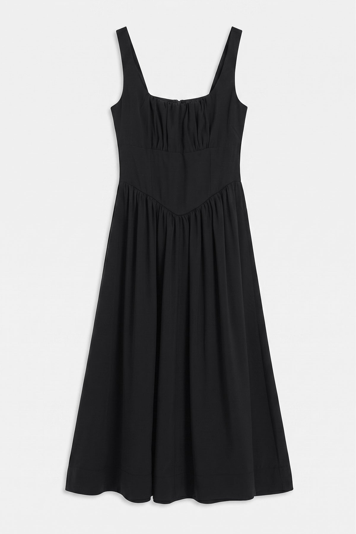 Corseted Ruffled Midi Dress