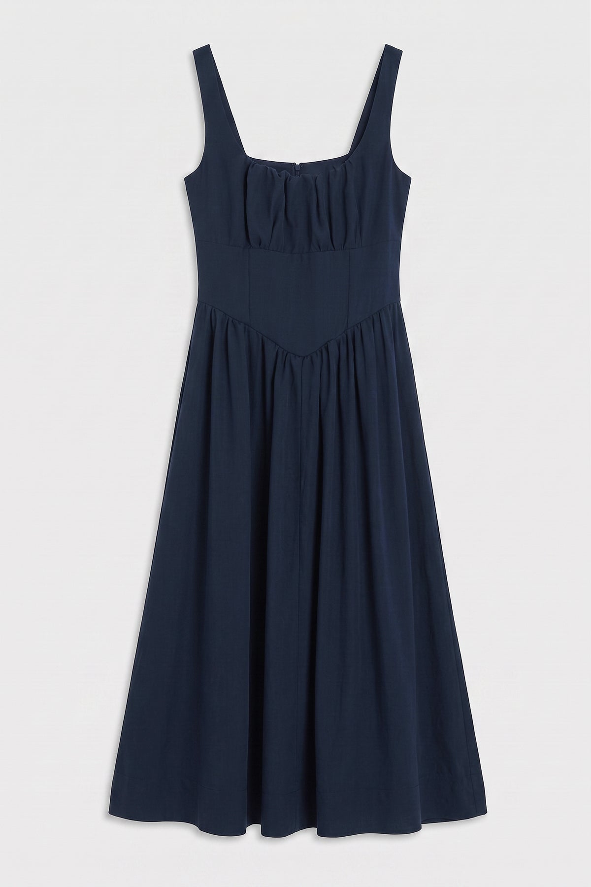 Corseted Ruffled Midi Dress