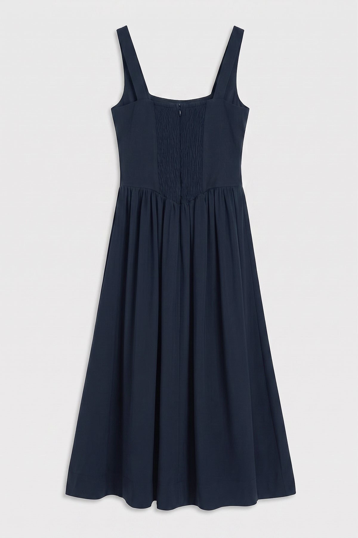 Corseted Ruffled Midi Dress