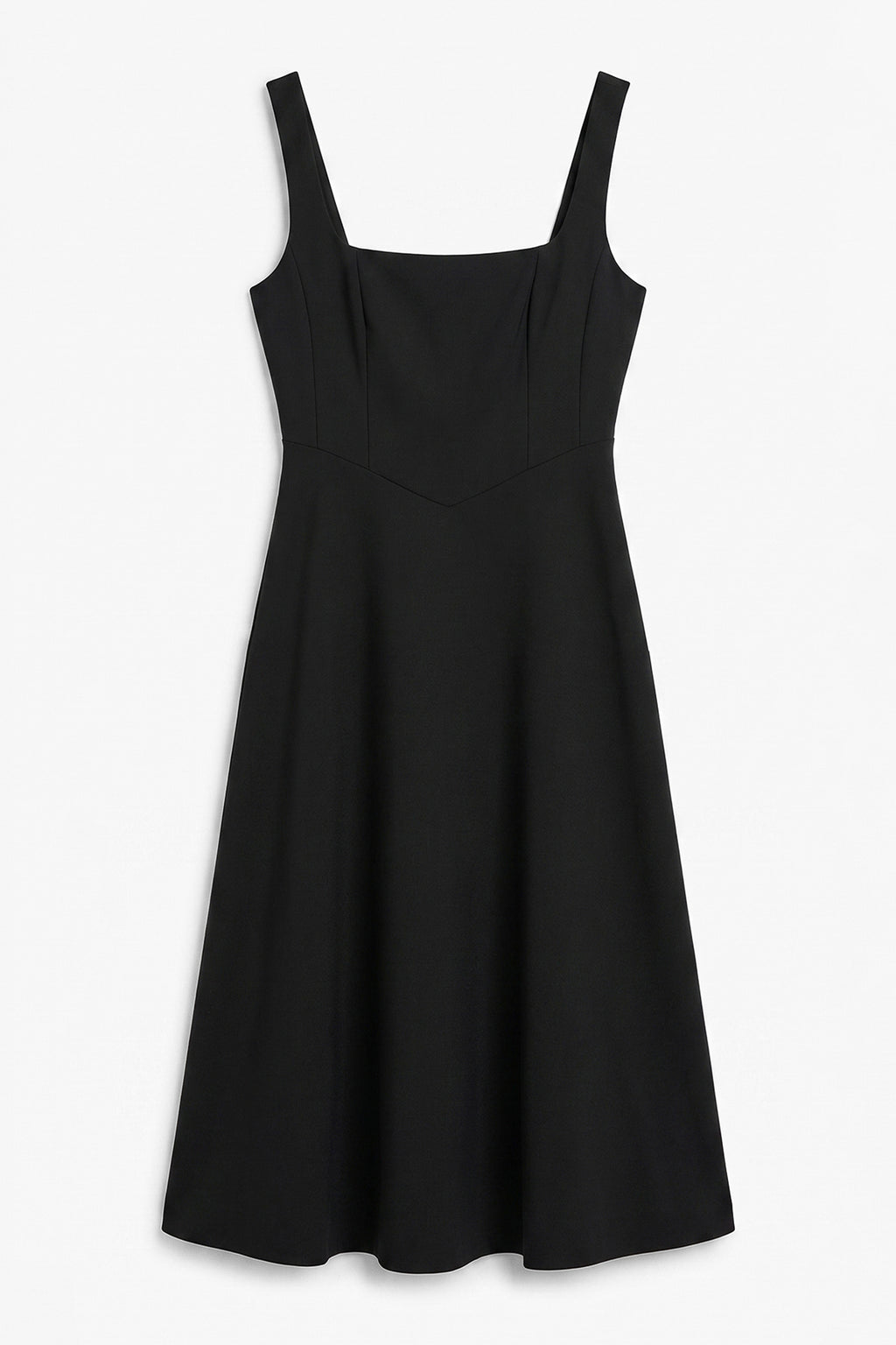 Thick-Strapped Ruffled Midi Dress