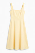 Thick-Strapped Ruffled Midi Dress