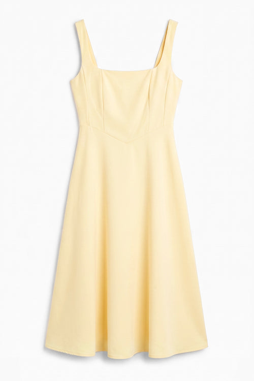 Thick-Strapped Ruffled Midi Dress