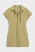 Zipper Closure Cotton Mini Dress