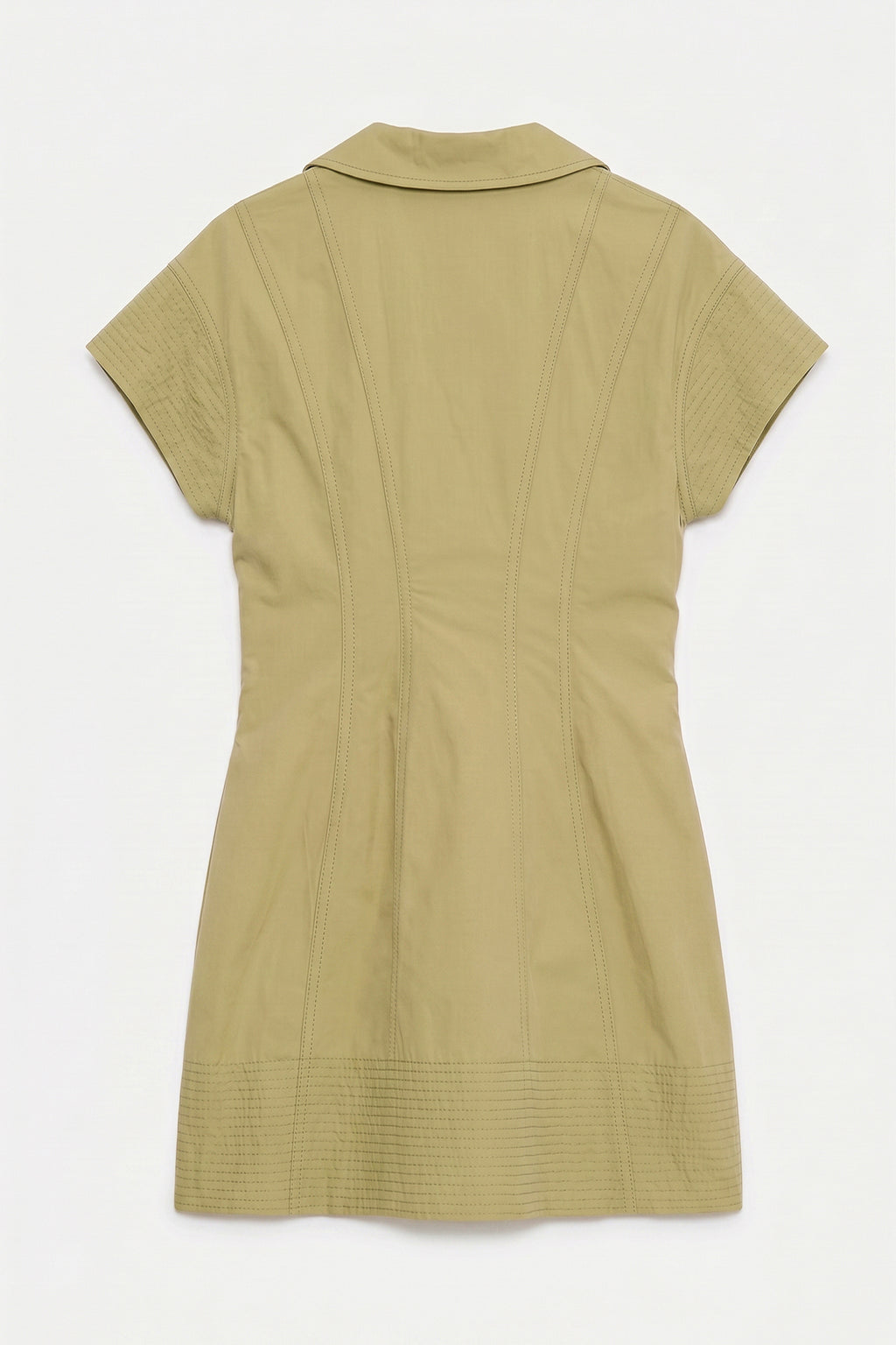 Zipper Closure Cotton Mini Dress