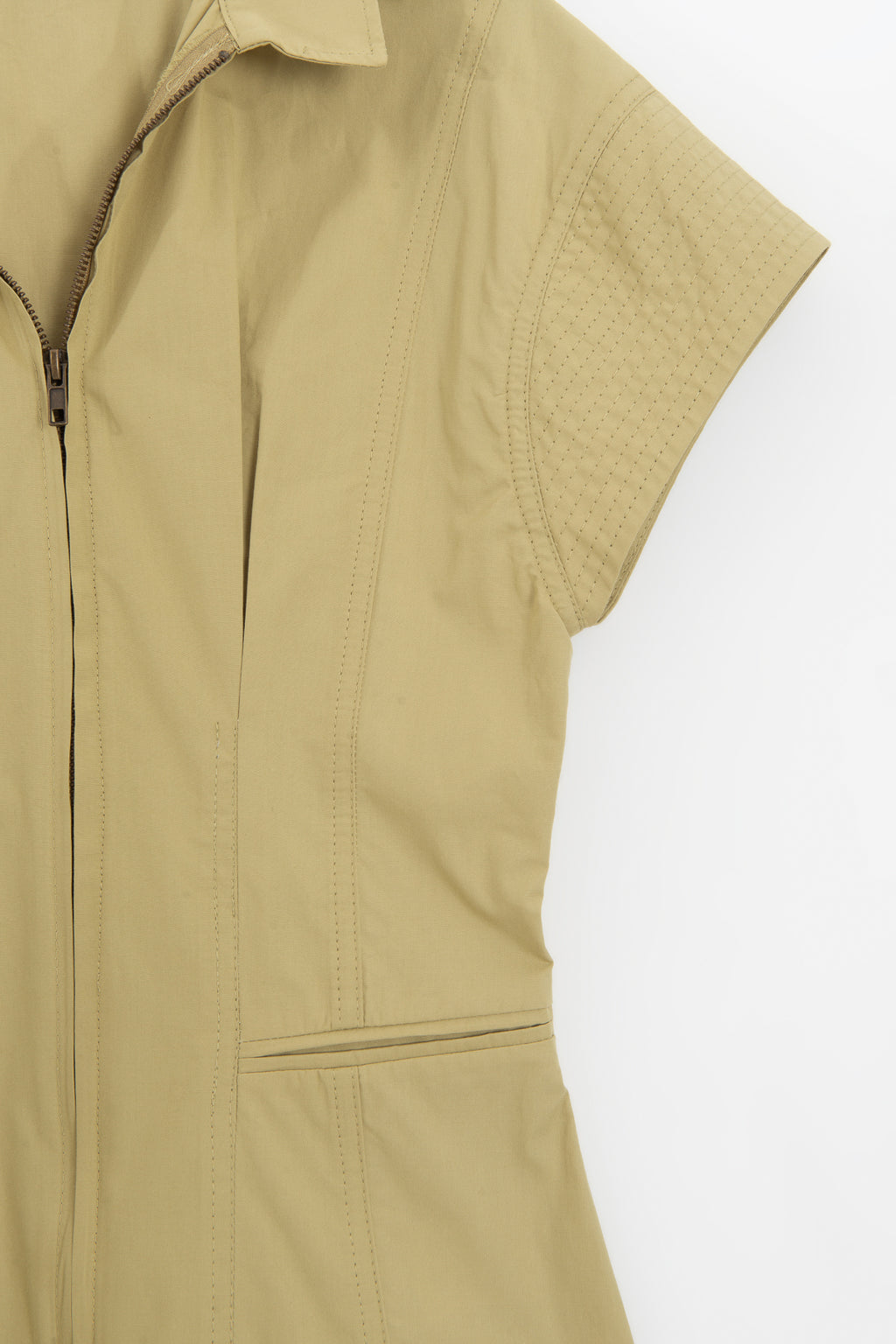 Zipper Closure Cotton Mini Dress