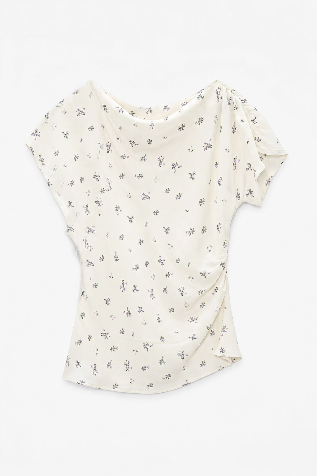 Draped Off-Shoulder Satin Blouse