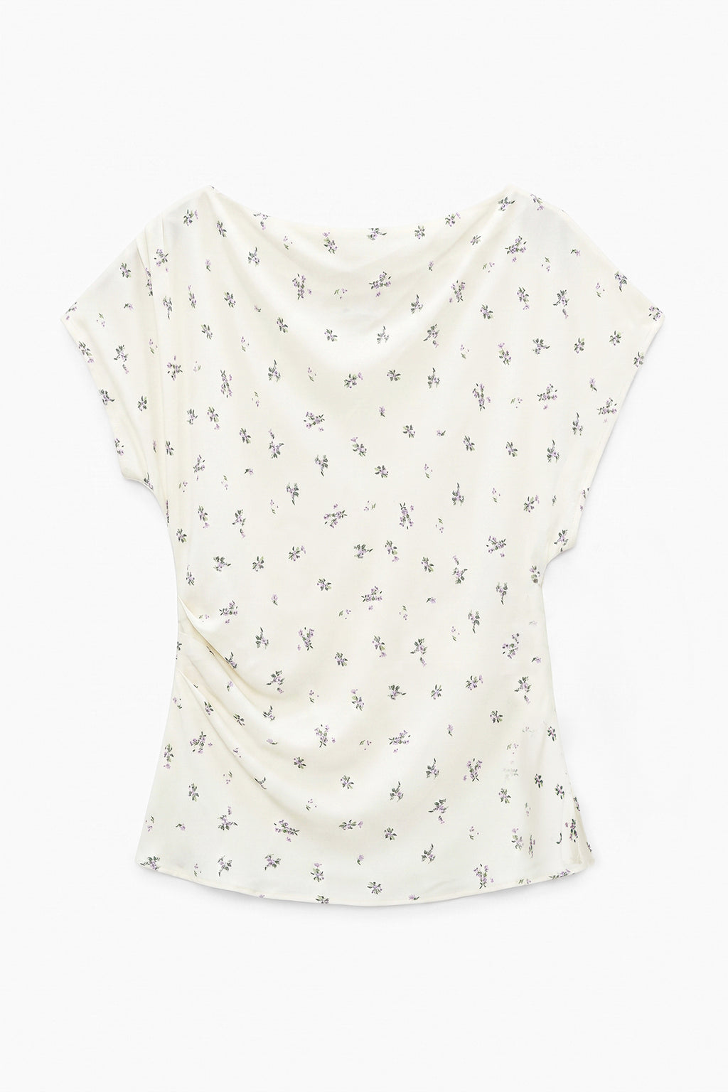 Draped Off-Shoulder Satin Blouse