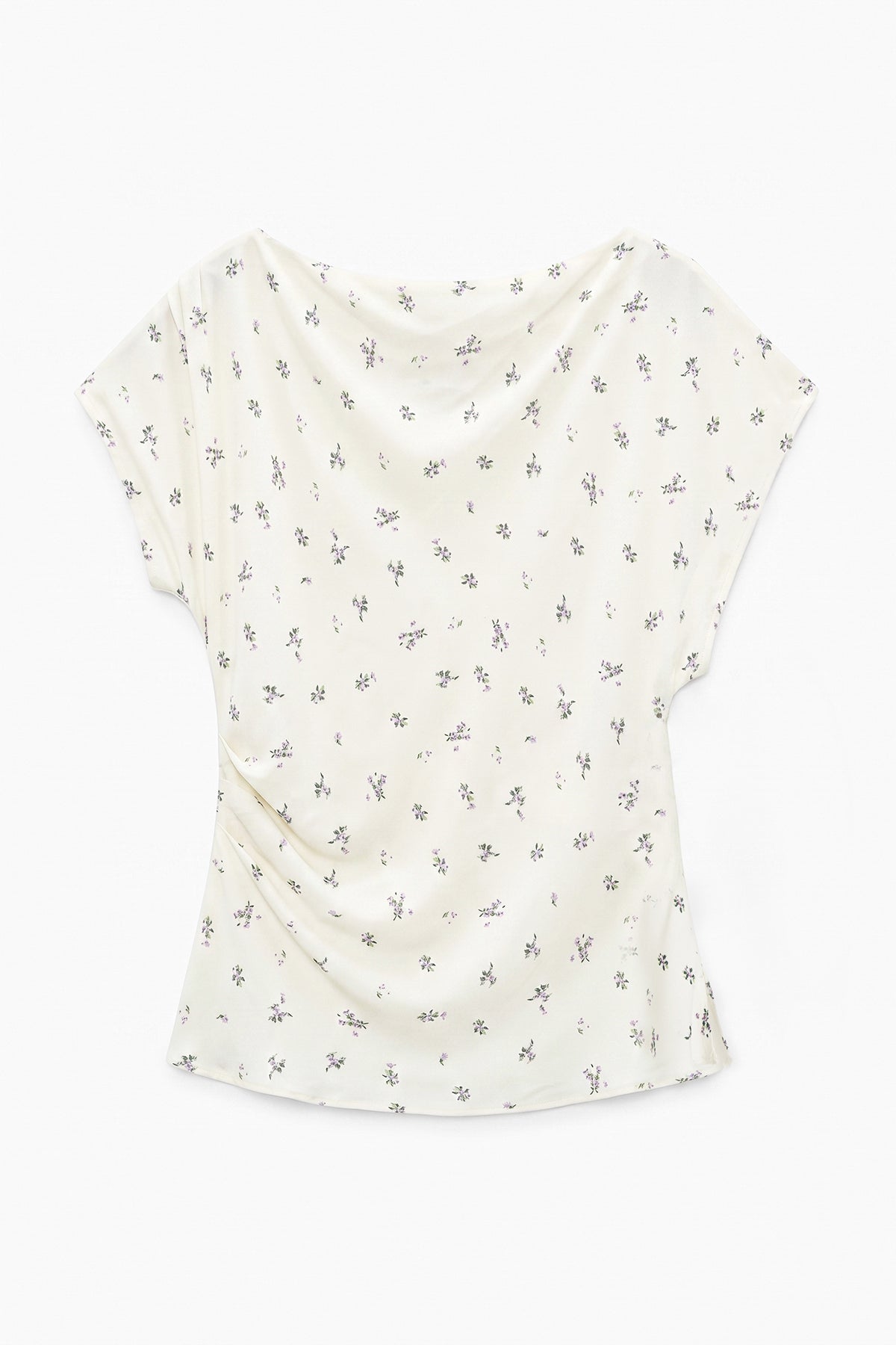 Draped Off-Shoulder Satin Blouse