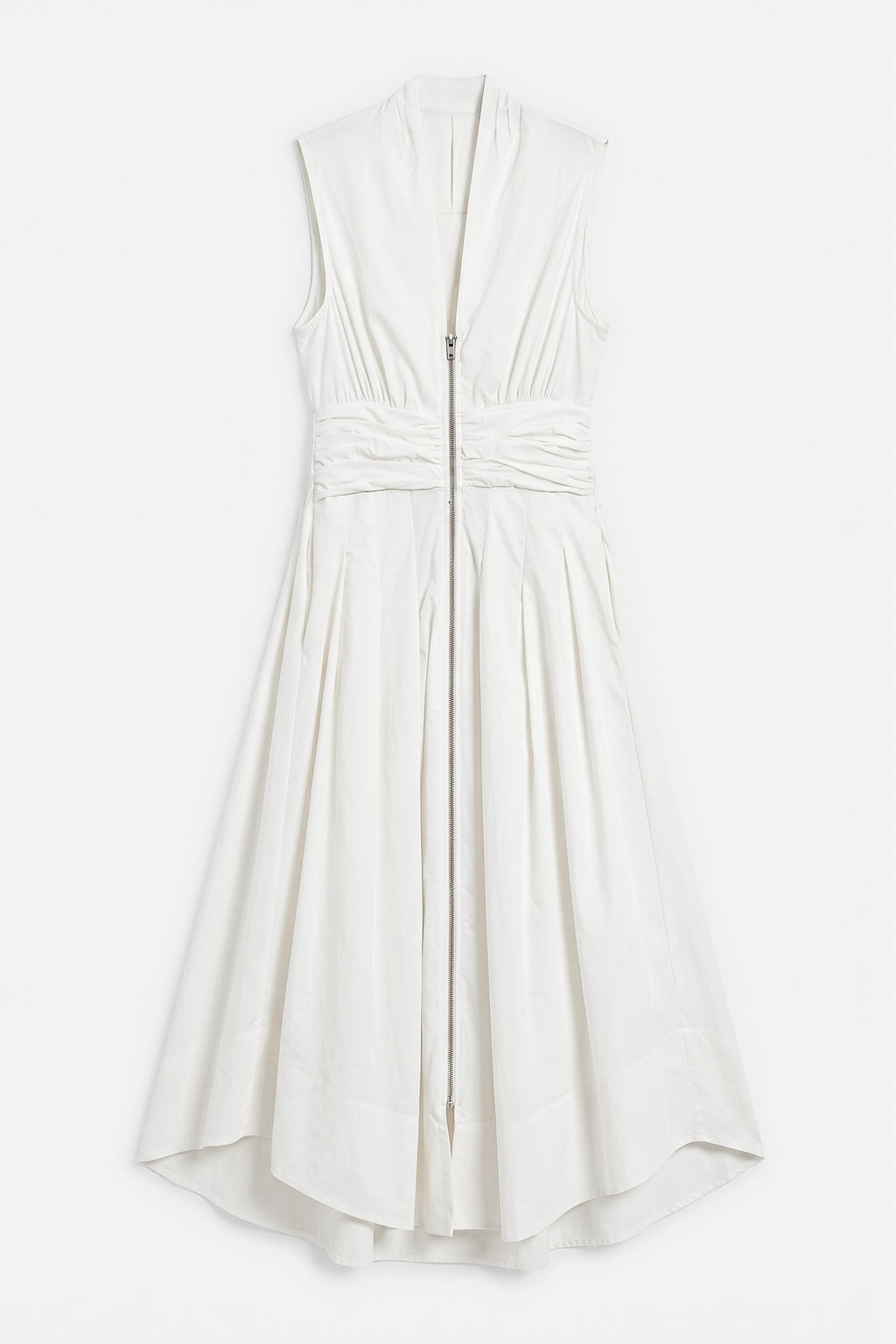 Pleated Cotton Midi Dress