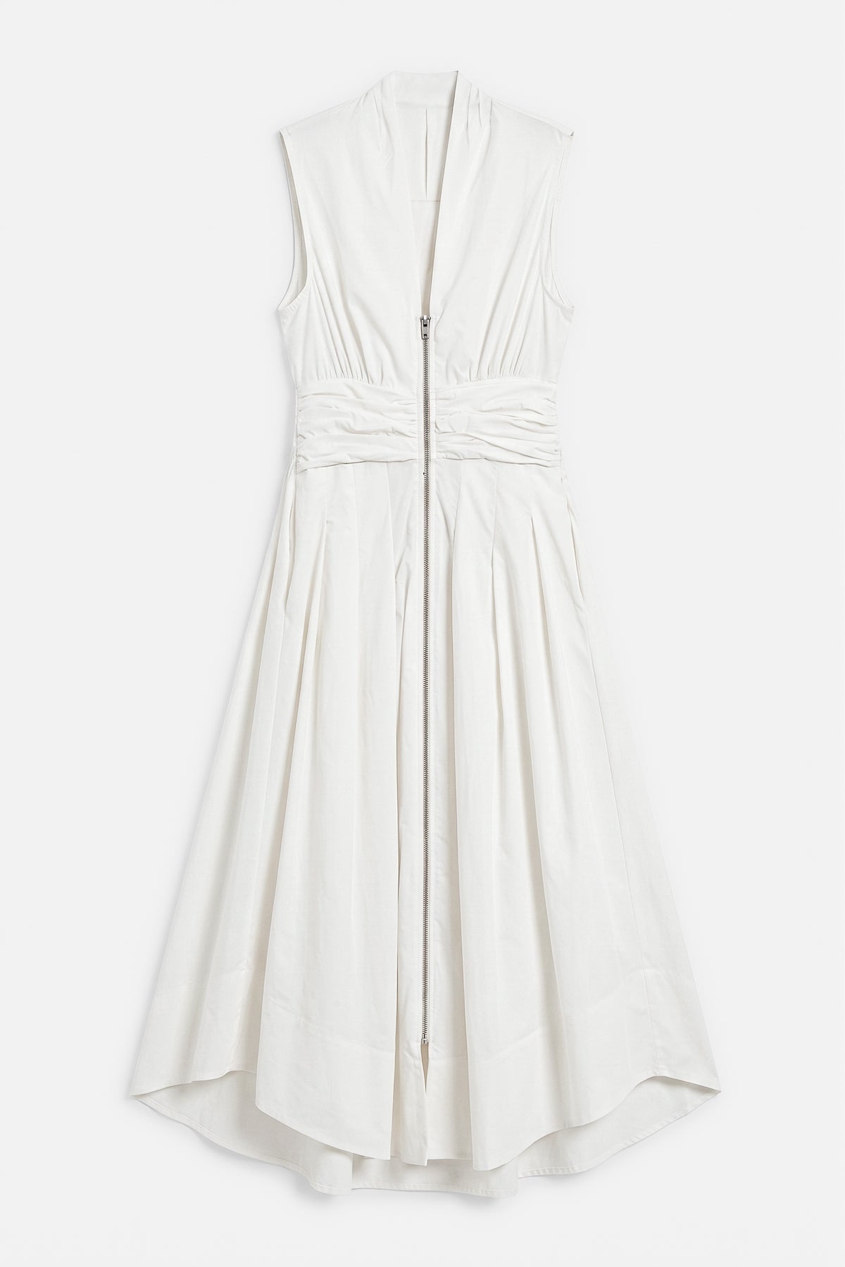Pleated Cotton Midi Dress
