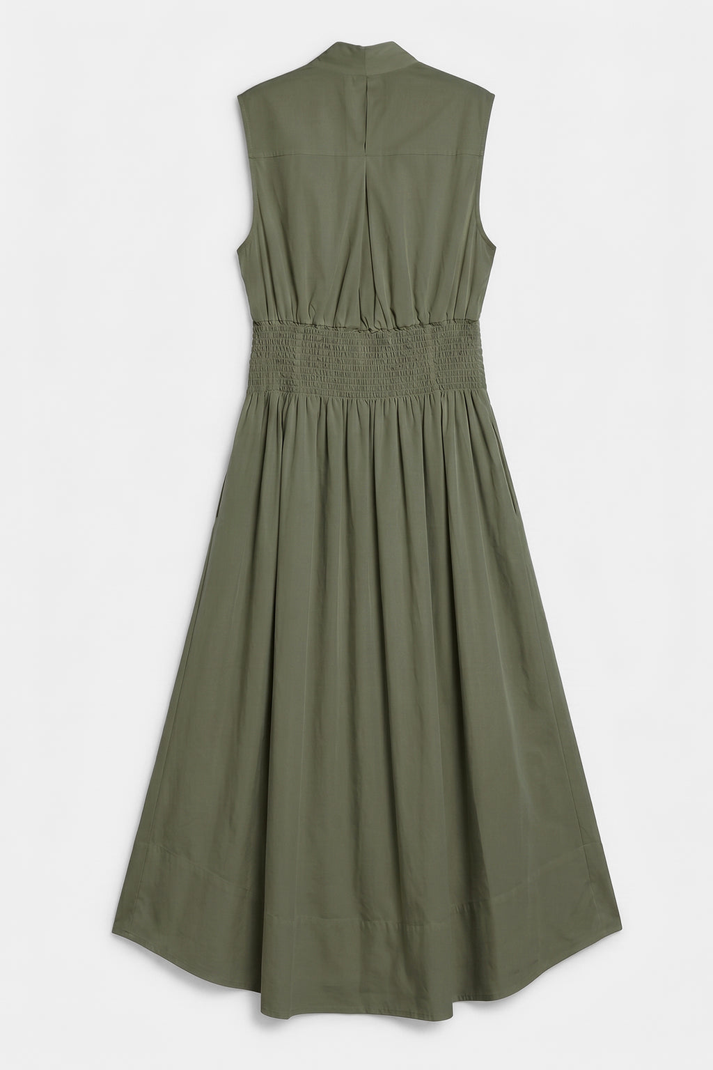 Pleated Cotton Midi Dress