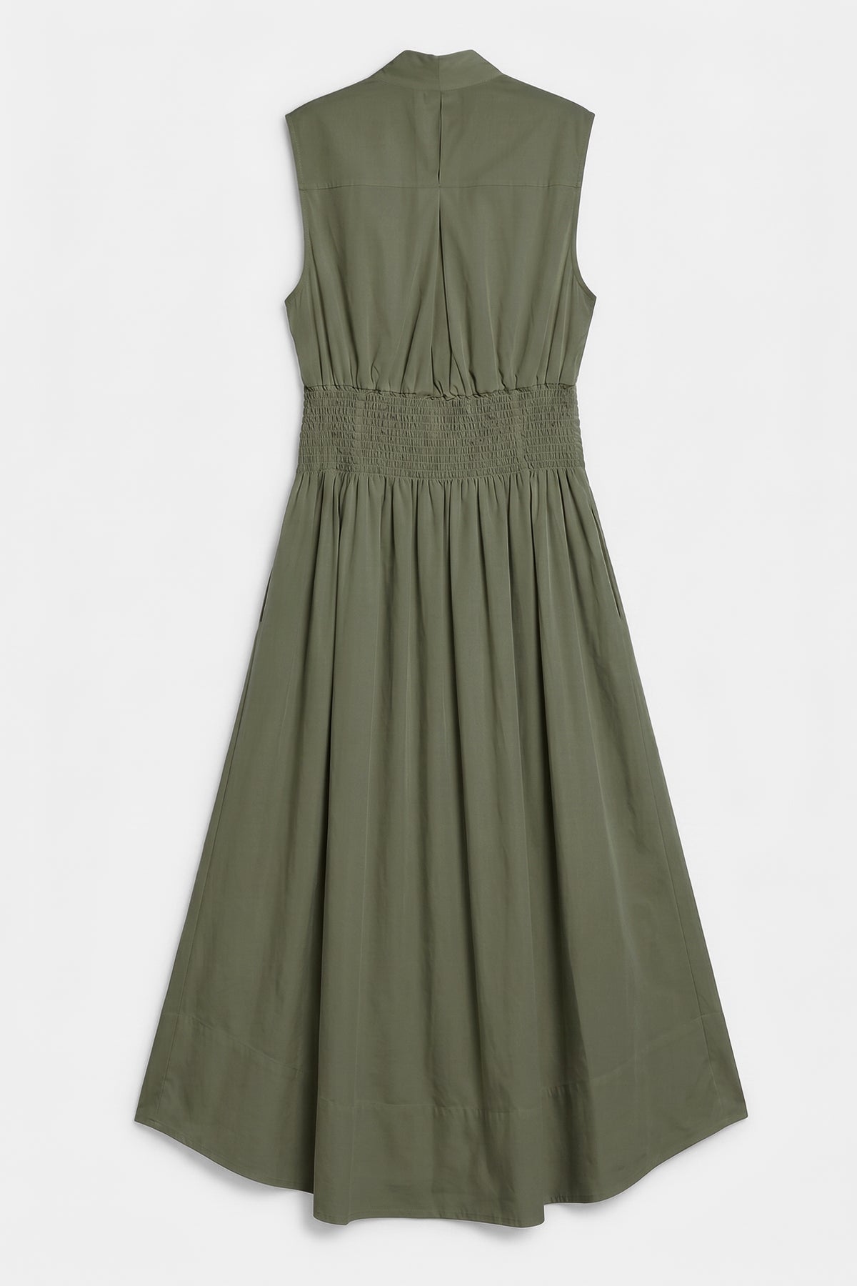 Pleated Cotton Midi Dress