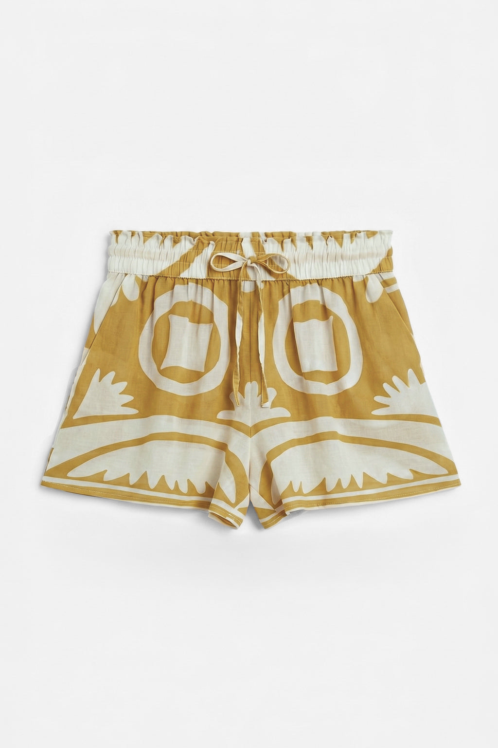Patterned Elastic Waist Mini Shorts
