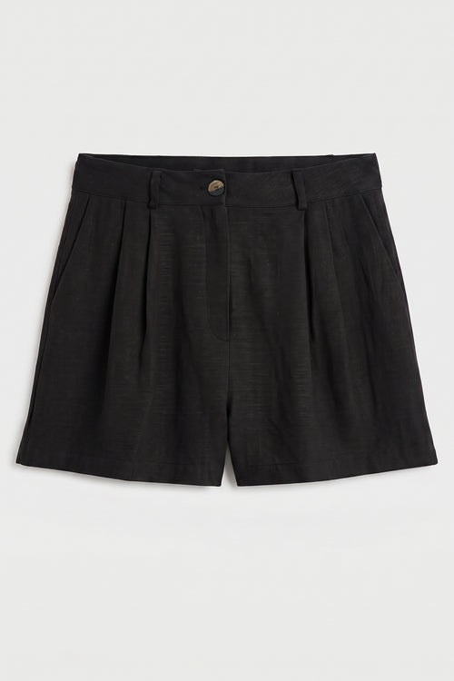 100% Linen Pleated Bermuda Shorts