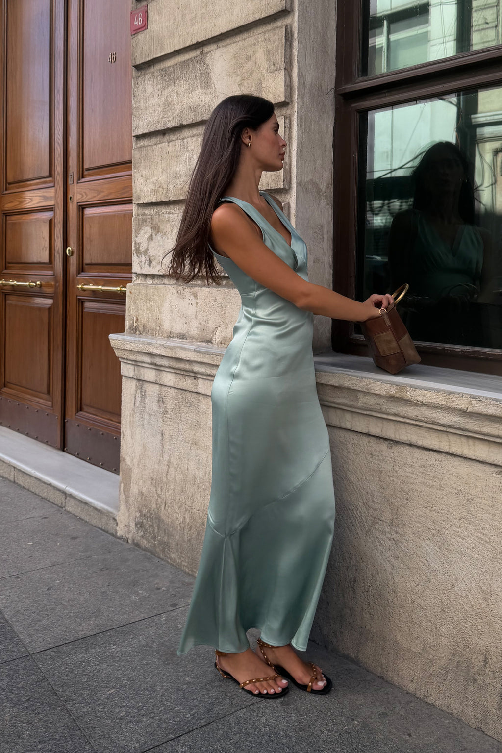 Ruffled Maxi Satin Dress