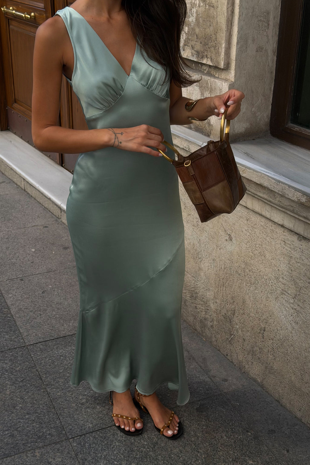 Ruffled Maxi Satin Dress