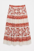 Pleated Linen Midi Skirt