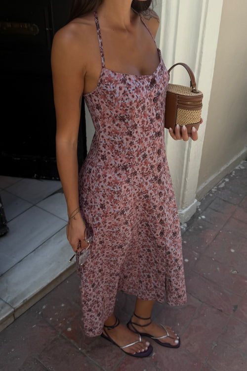 Patterned Strappy Midi Dress