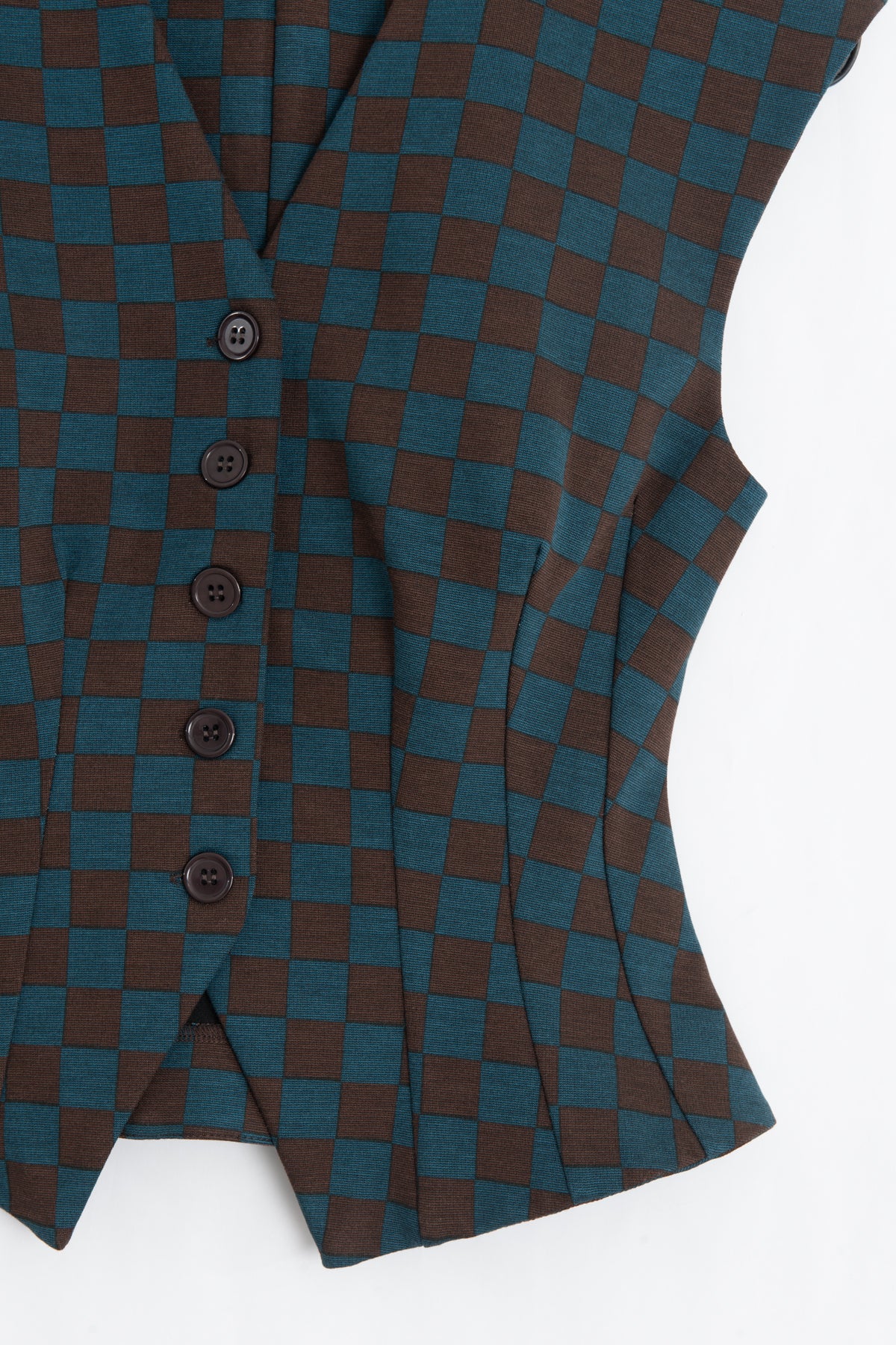 Patterned Vest with Darts