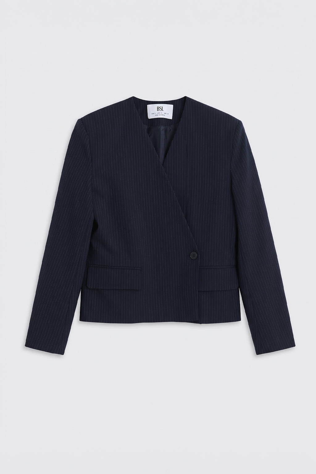 Collarless Double-Breasted Blazer
