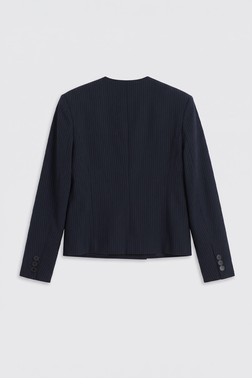 Collarless Double-Breasted Blazer
