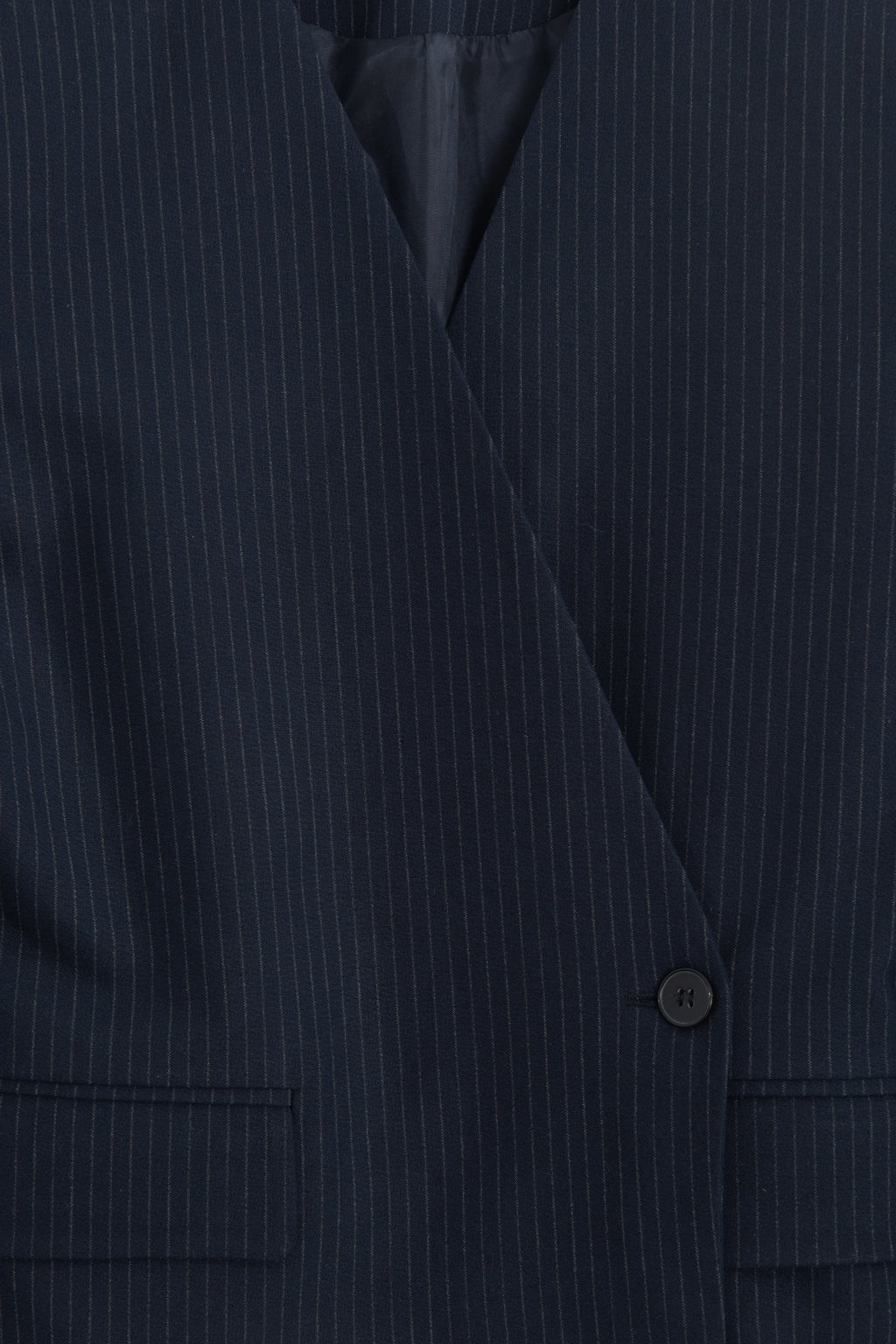 Collarless Double-Breasted Blazer