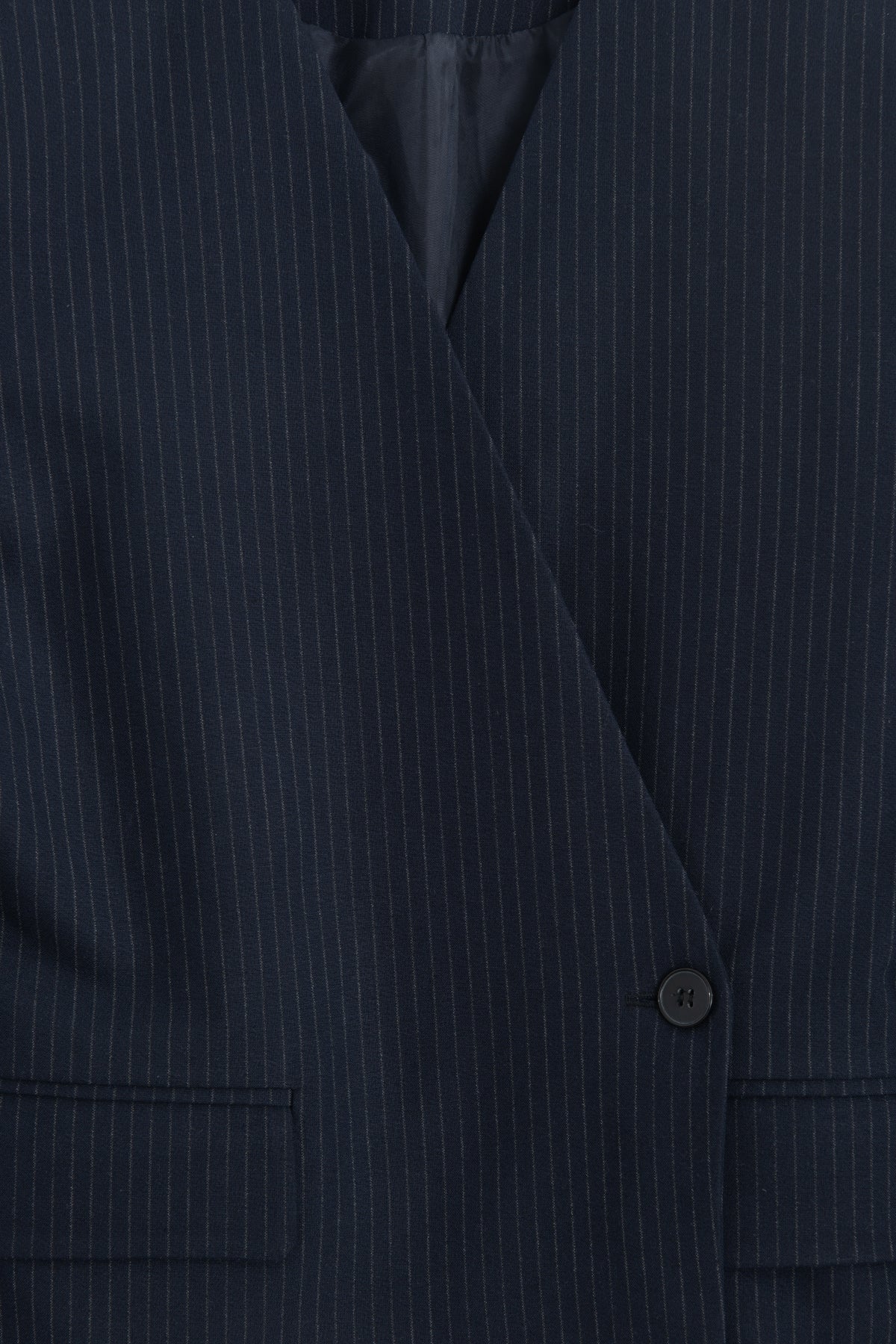 Collarless Double-Breasted Blazer