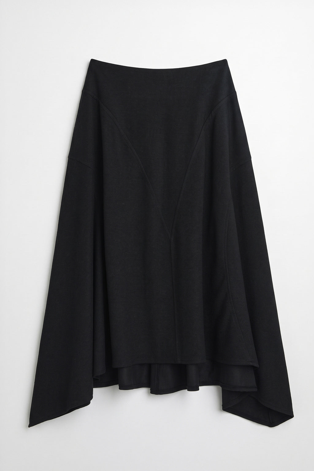 Flared Midi Skirt with Asymmetric Hem