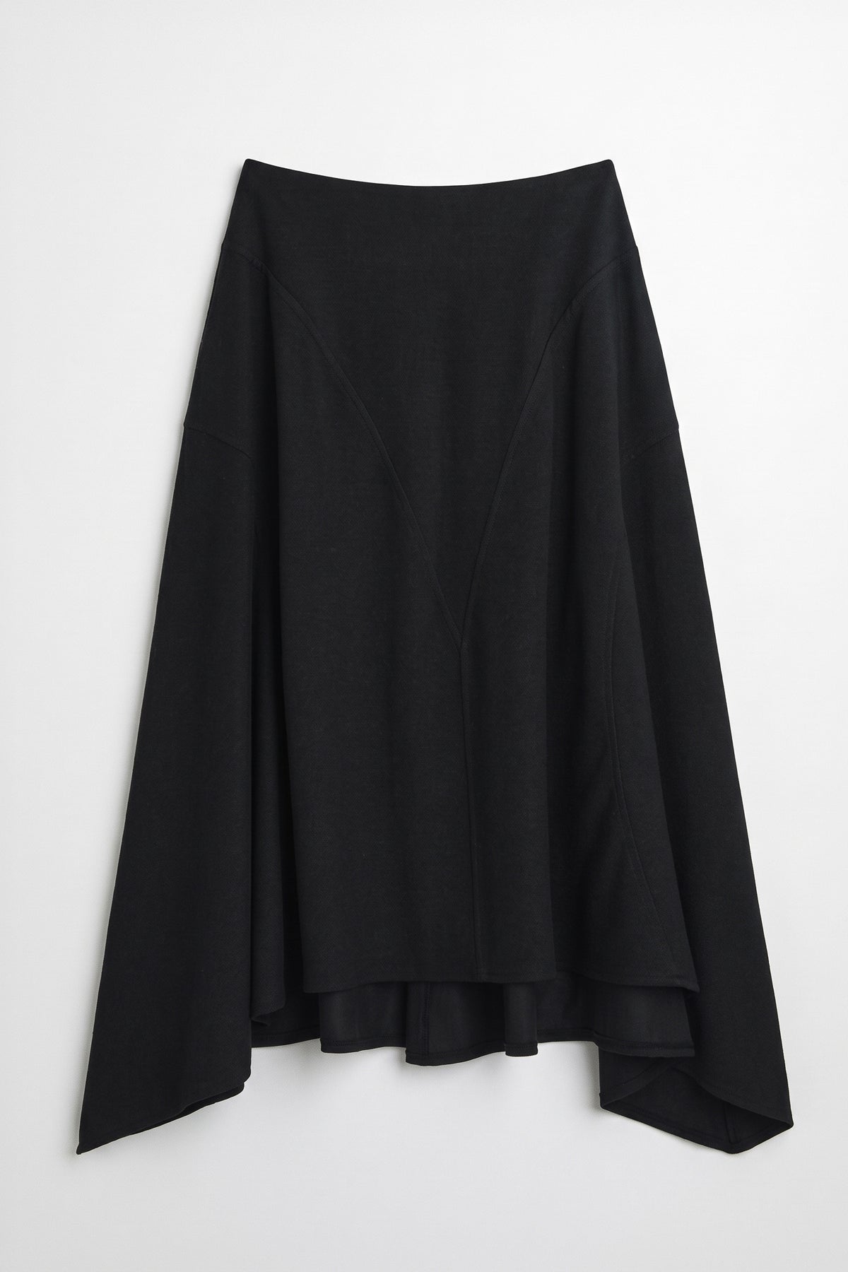 Flared Midi Skirt with Asymmetric Hem