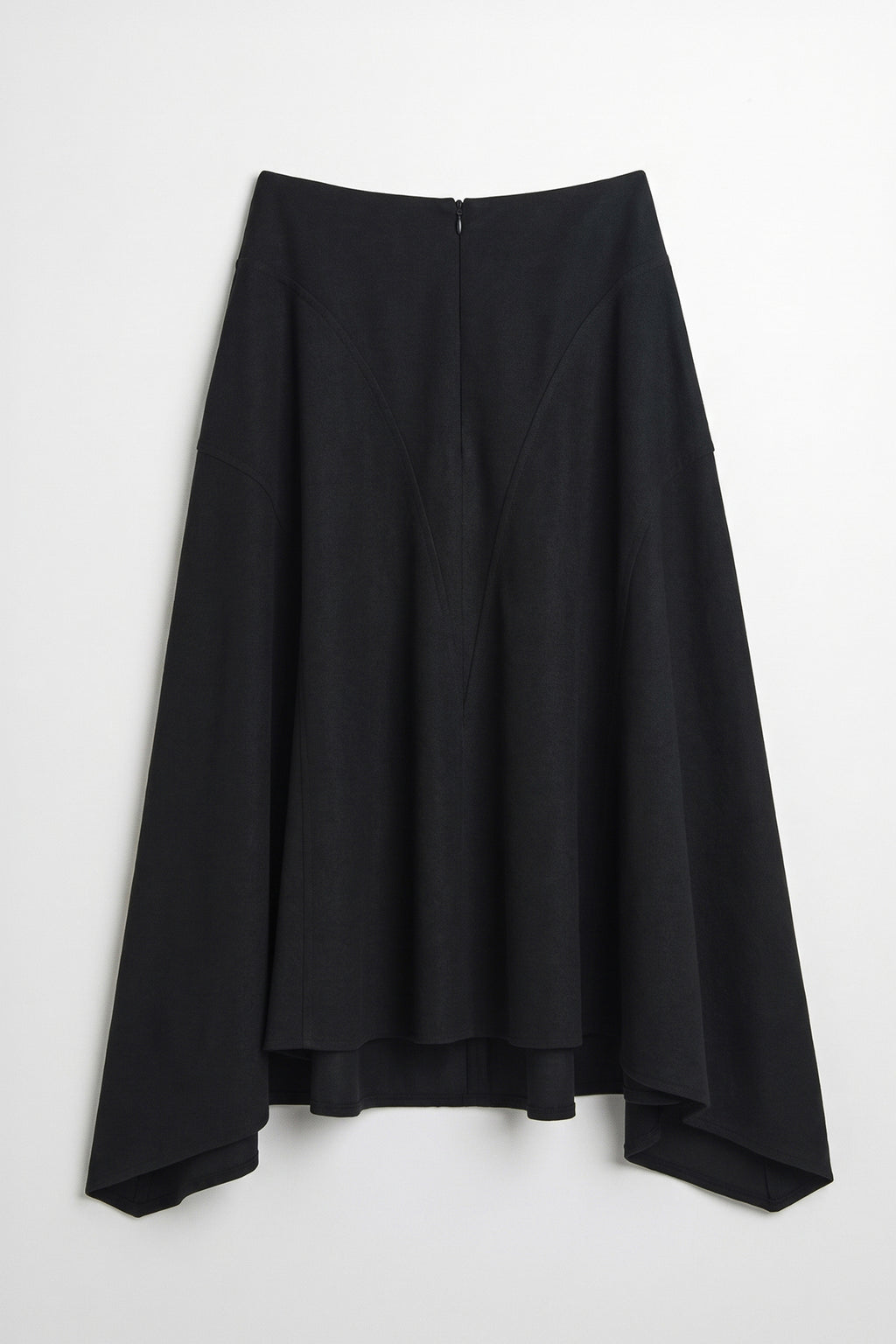 Flared Midi Skirt with Asymmetric Hem