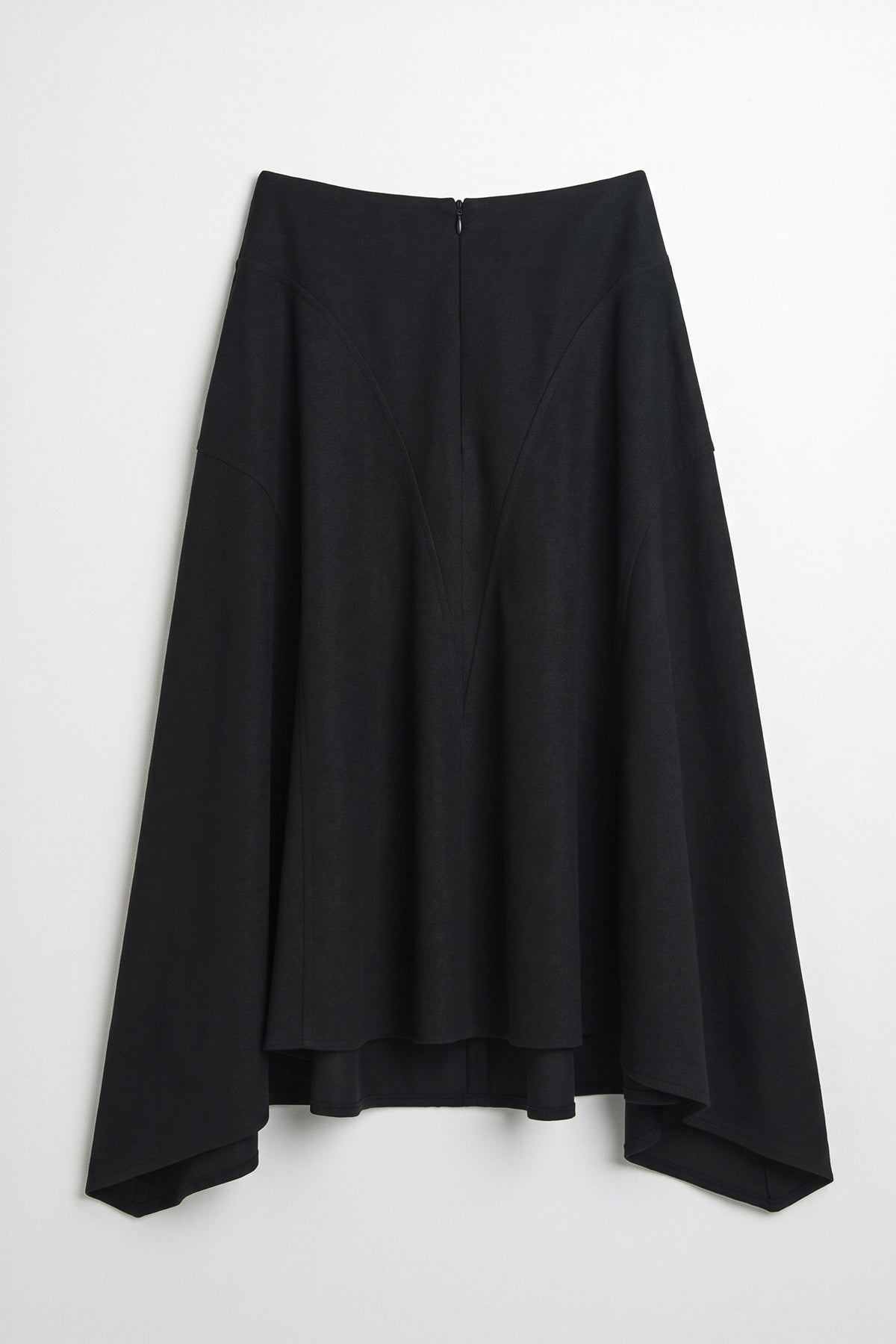 Flared Midi Skirt with Asymmetric Hem