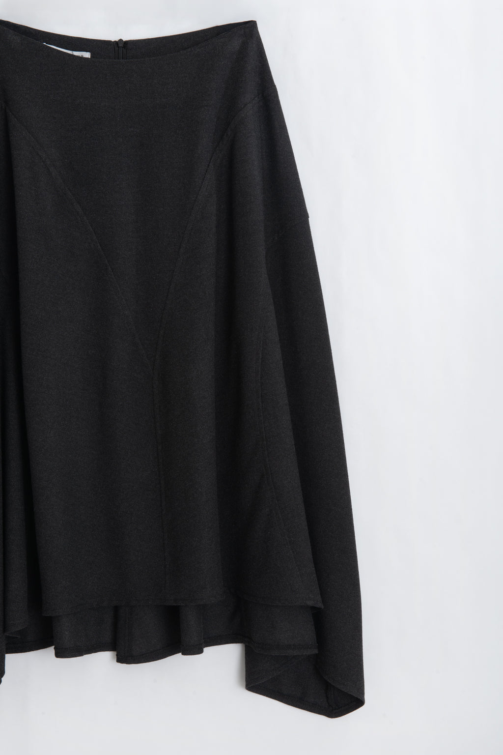 Flared Midi Skirt with Asymmetric Hem