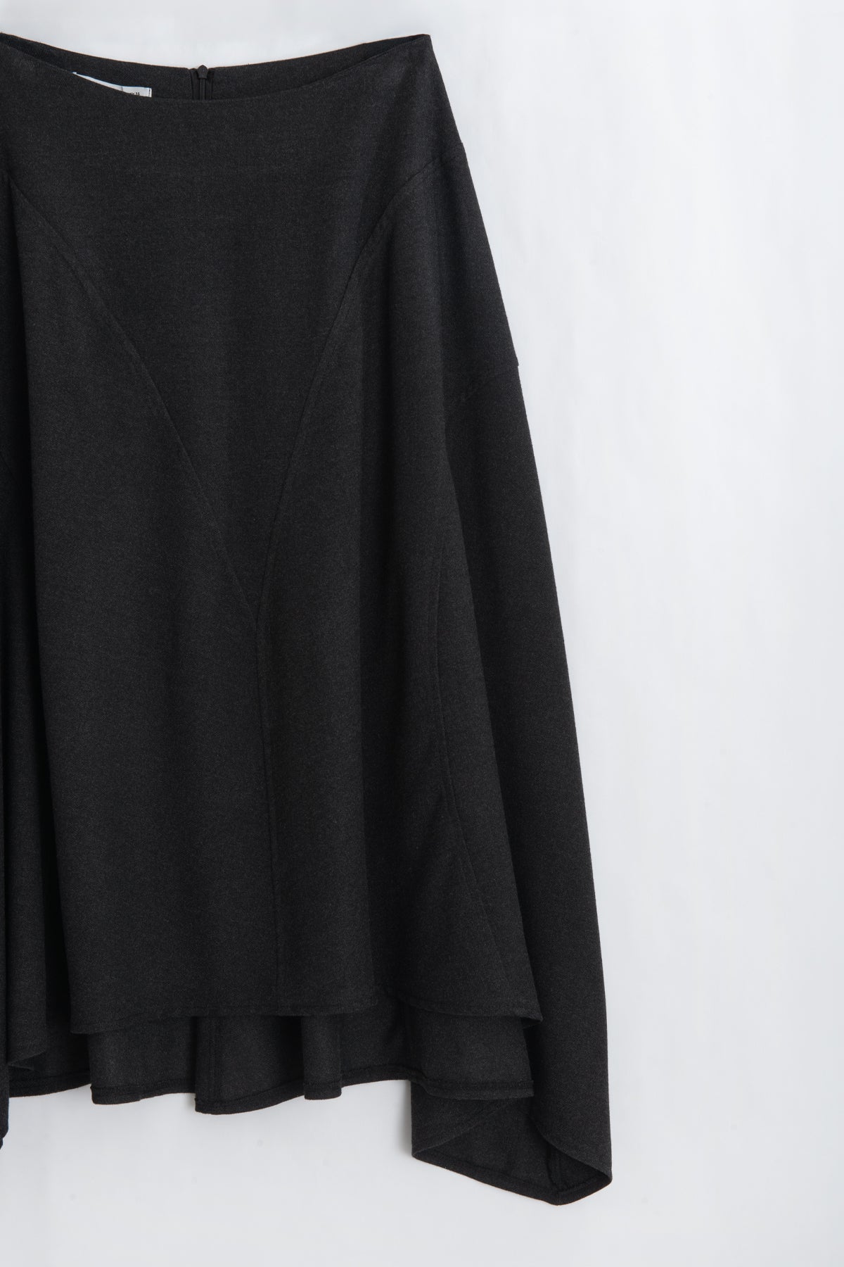 Flared Midi Skirt with Asymmetric Hem