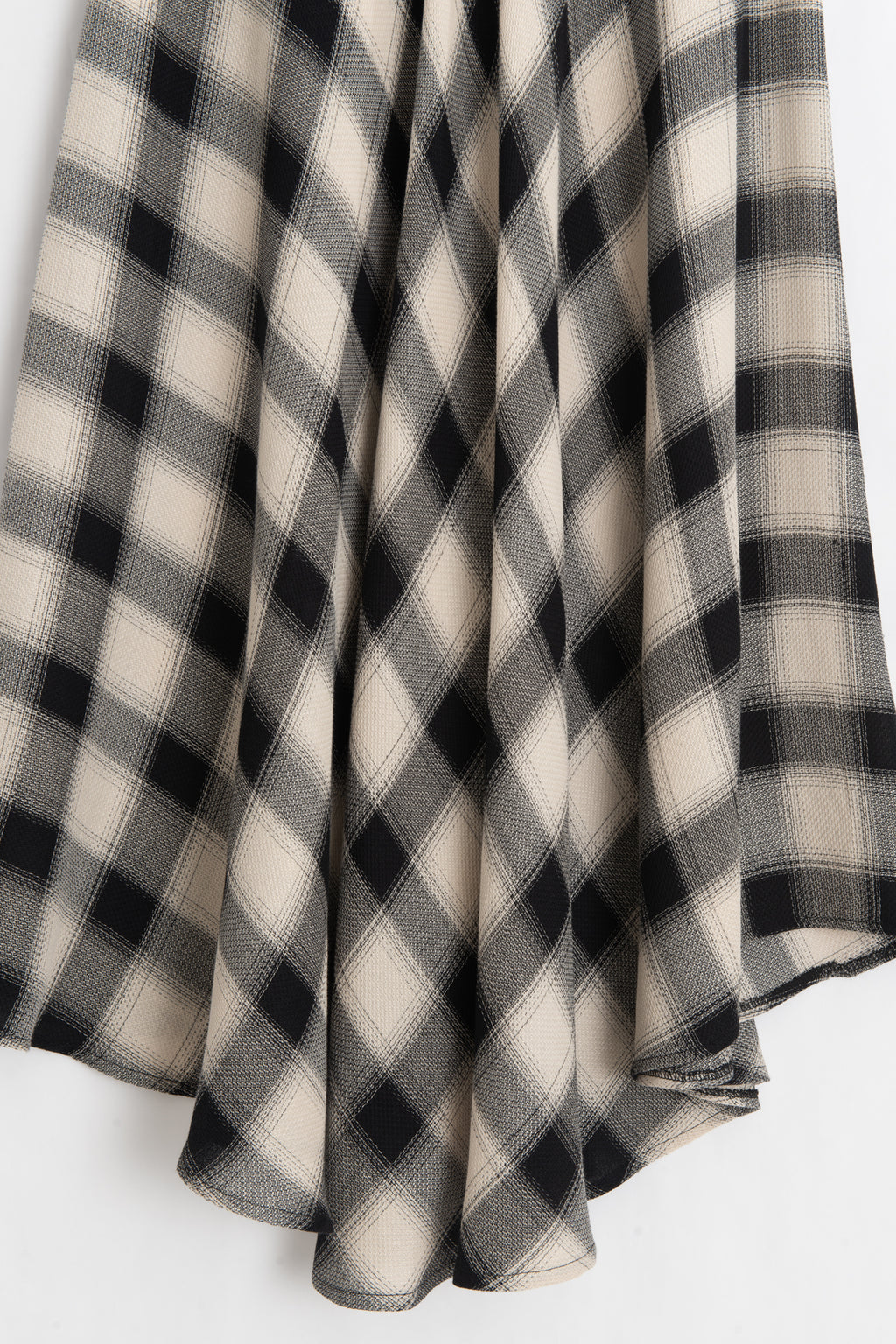 Plaid Maxi Skirt with Asymmetric Hem Detail