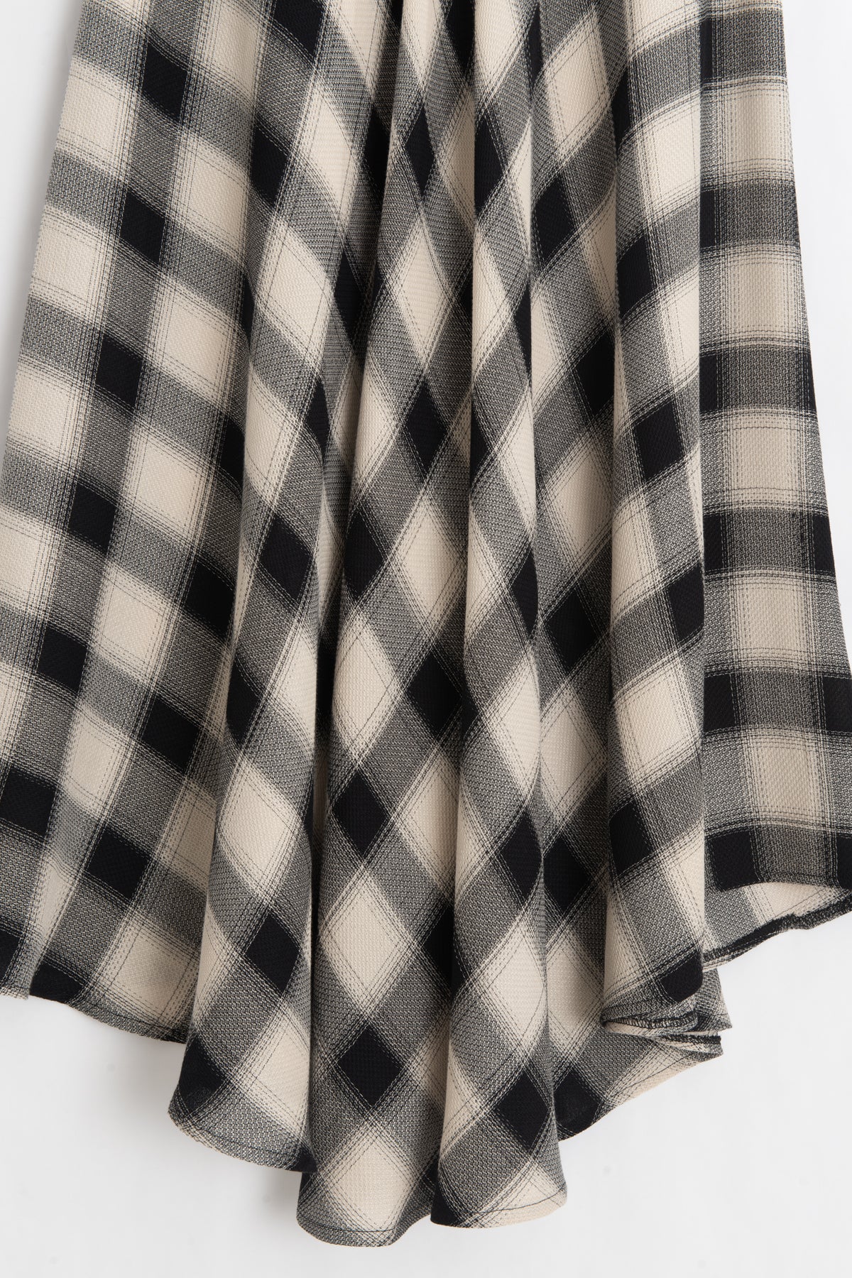 Plaid Maxi Skirt with Asymmetric Hem Detail