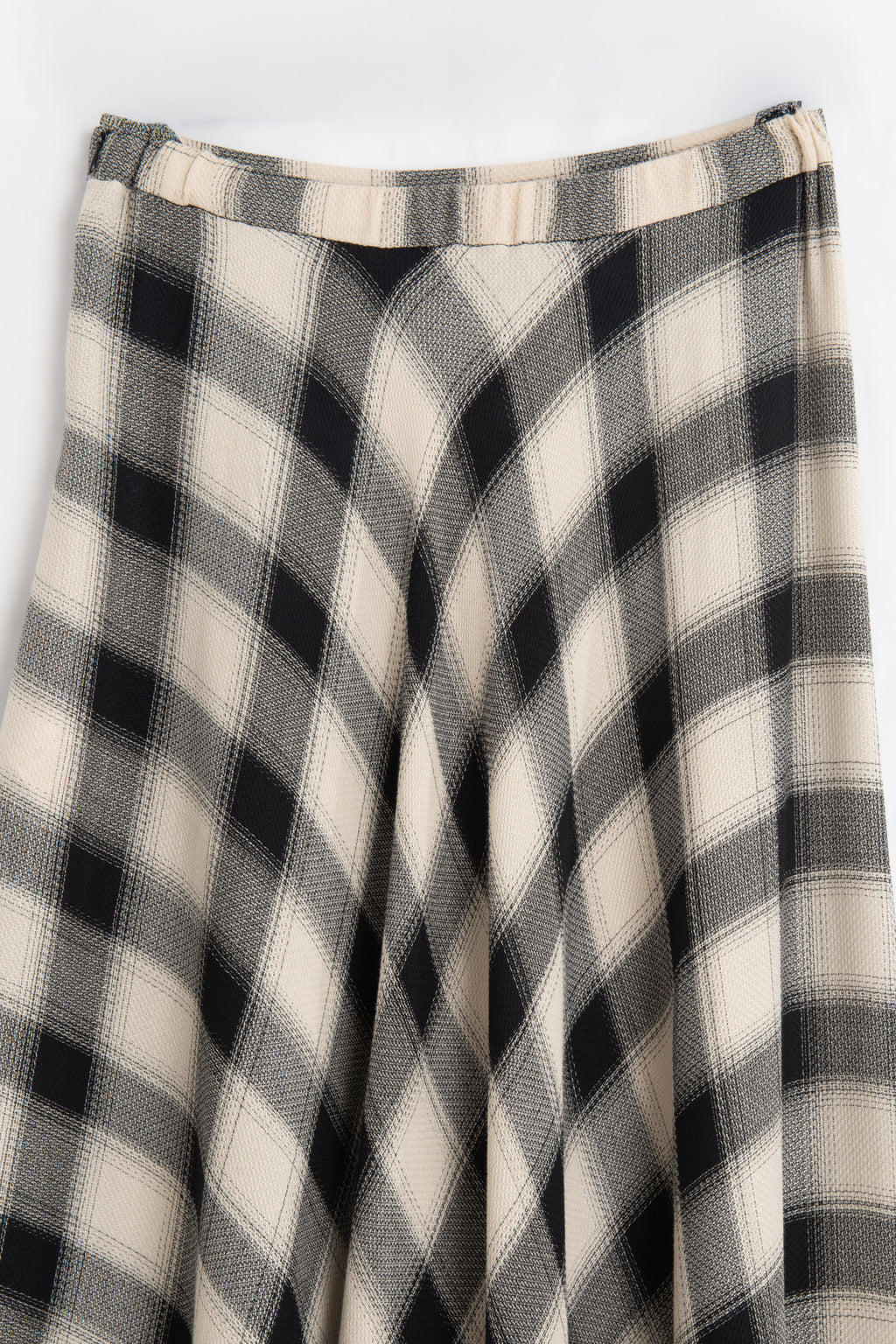 Plaid Maxi Skirt with Asymmetric Hem Detail