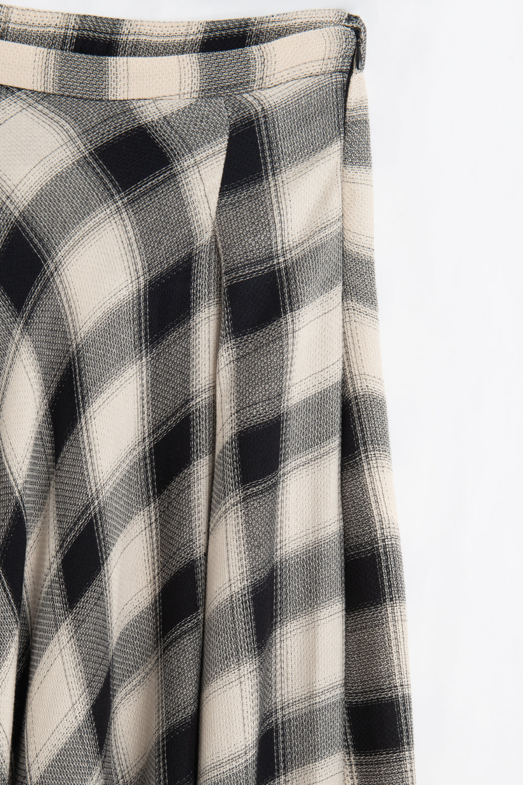 Plaid Maxi Skirt with Asymmetric Hem Detail