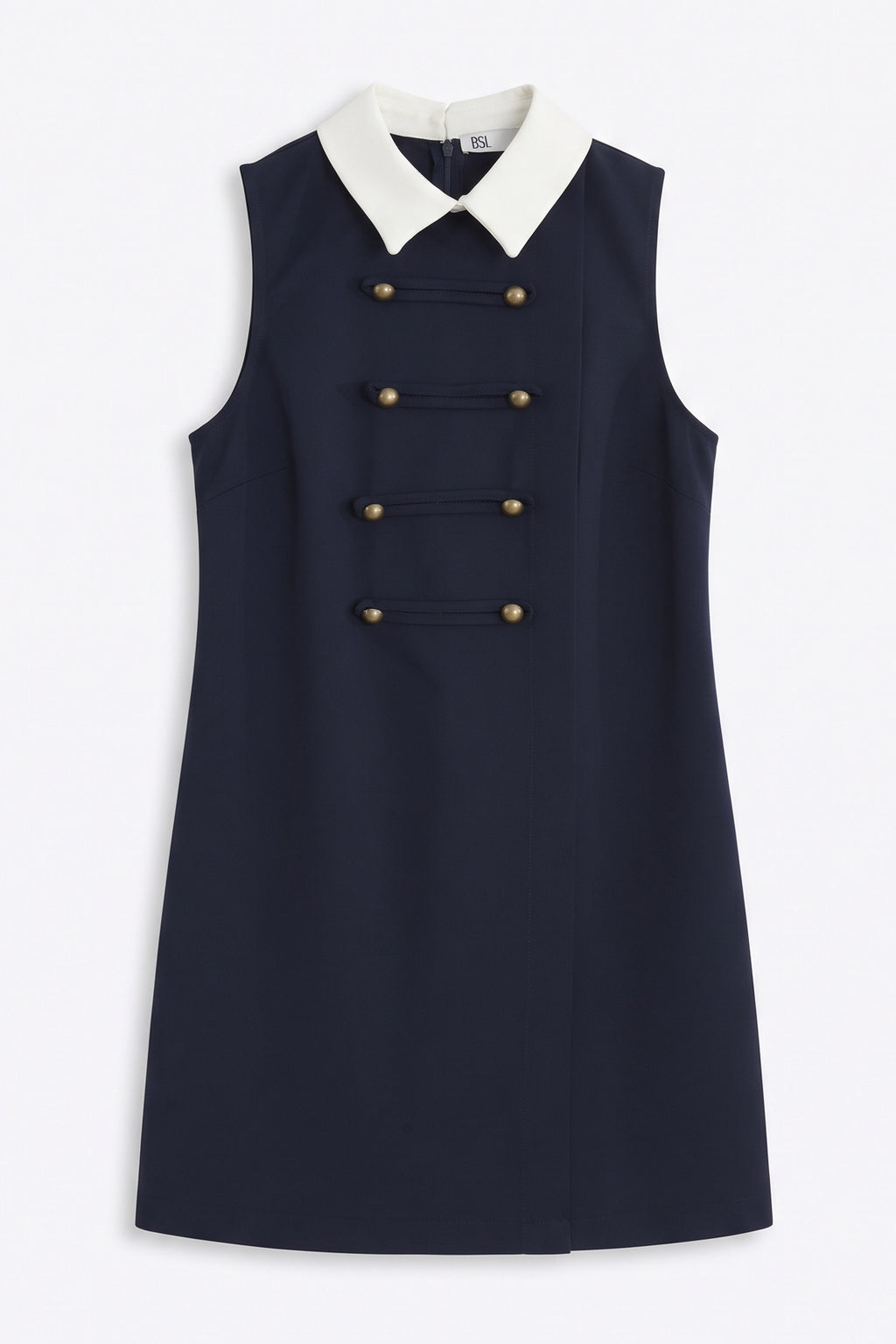 Collared Mini Dress with Decorative Buttons