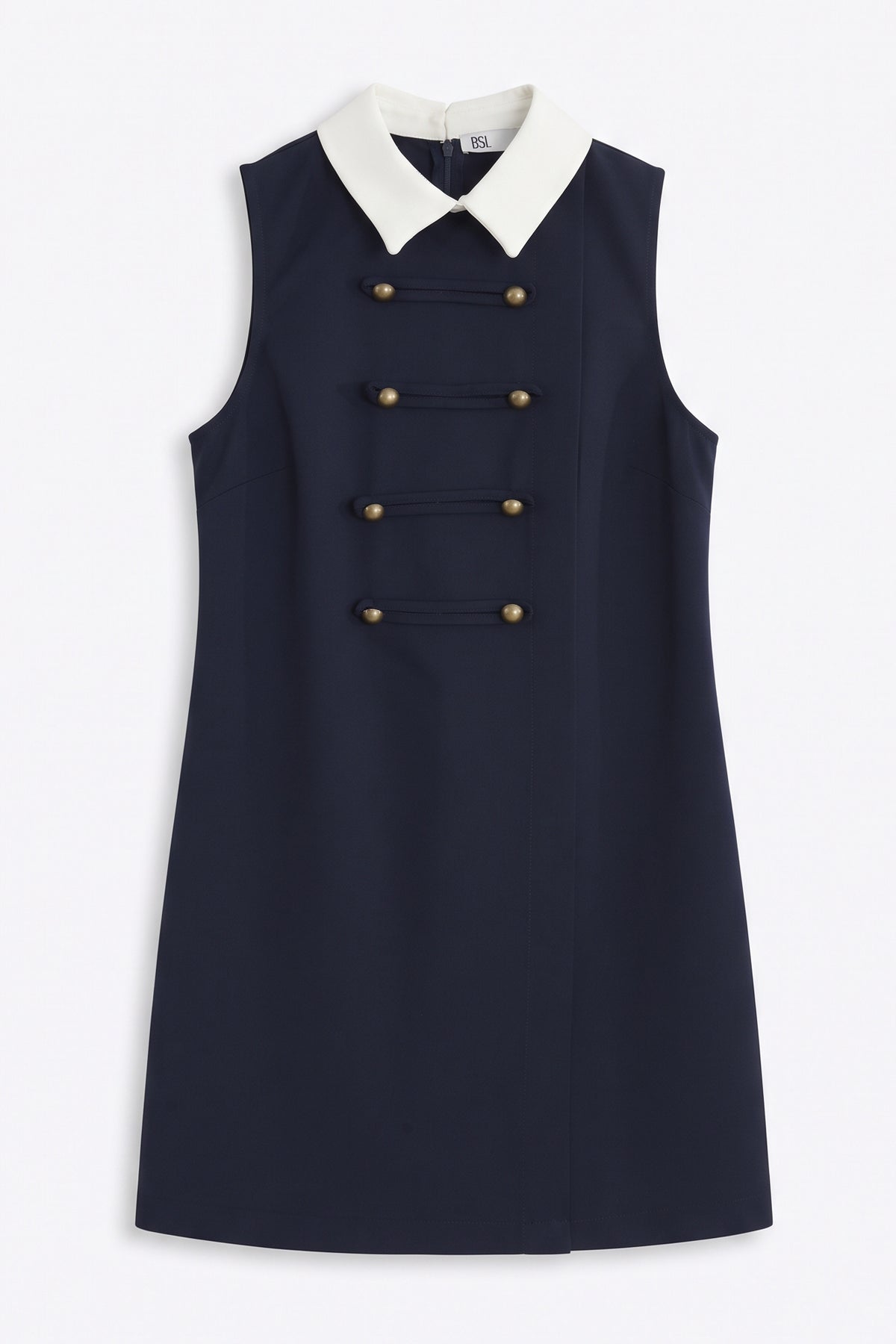 Collared Mini Dress with Decorative Buttons