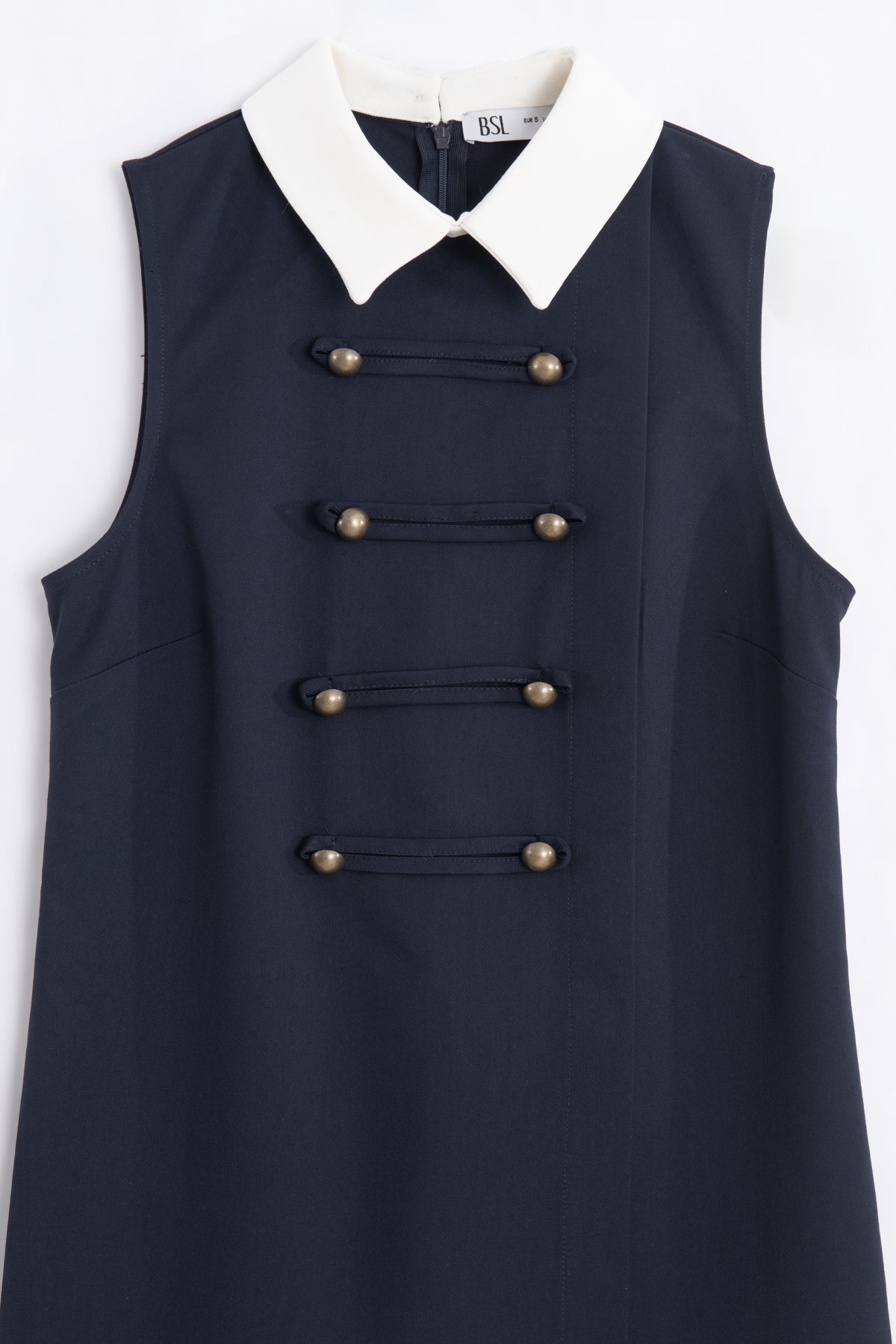 Collared Mini Dress with Decorative Buttons