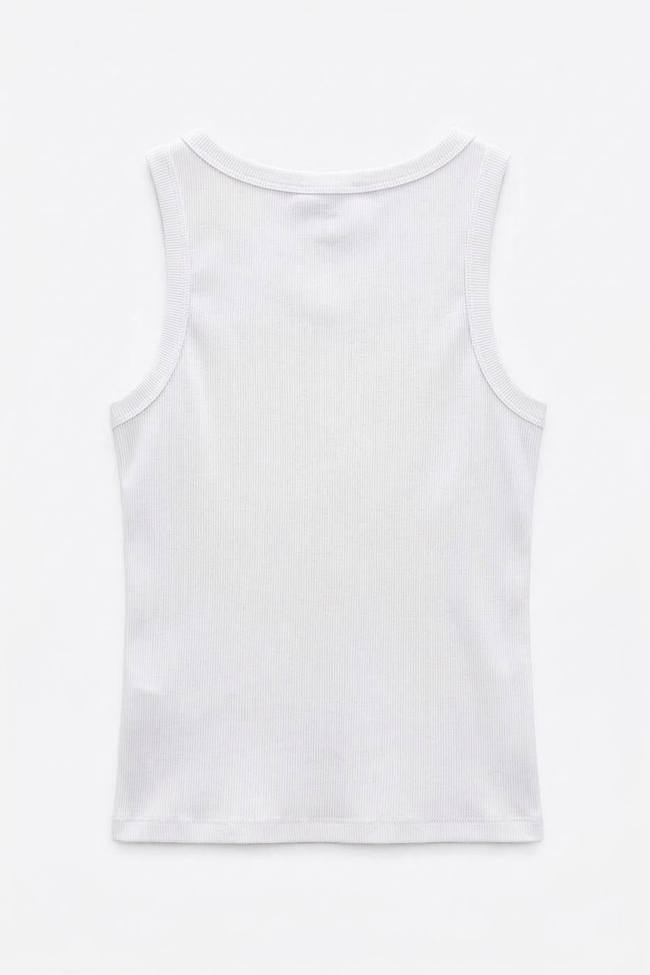 Open Neck Basic Tank Top White