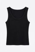 Open Neck Basic Tank Top Black